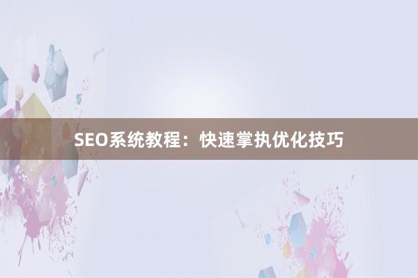 SEO系统教程：快速掌执优化技巧
